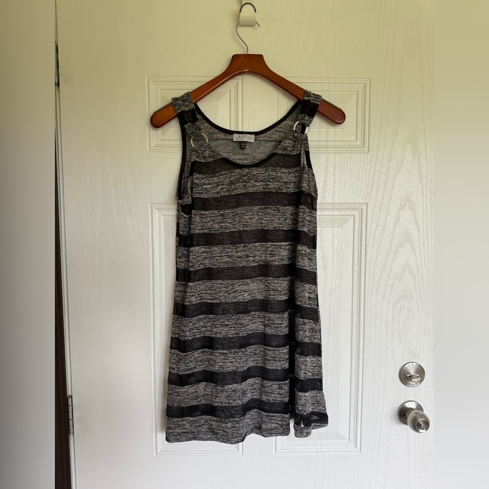 2 for $15 sale; J. Valdi beachwear gray with sheer stripes cover-up tank dress